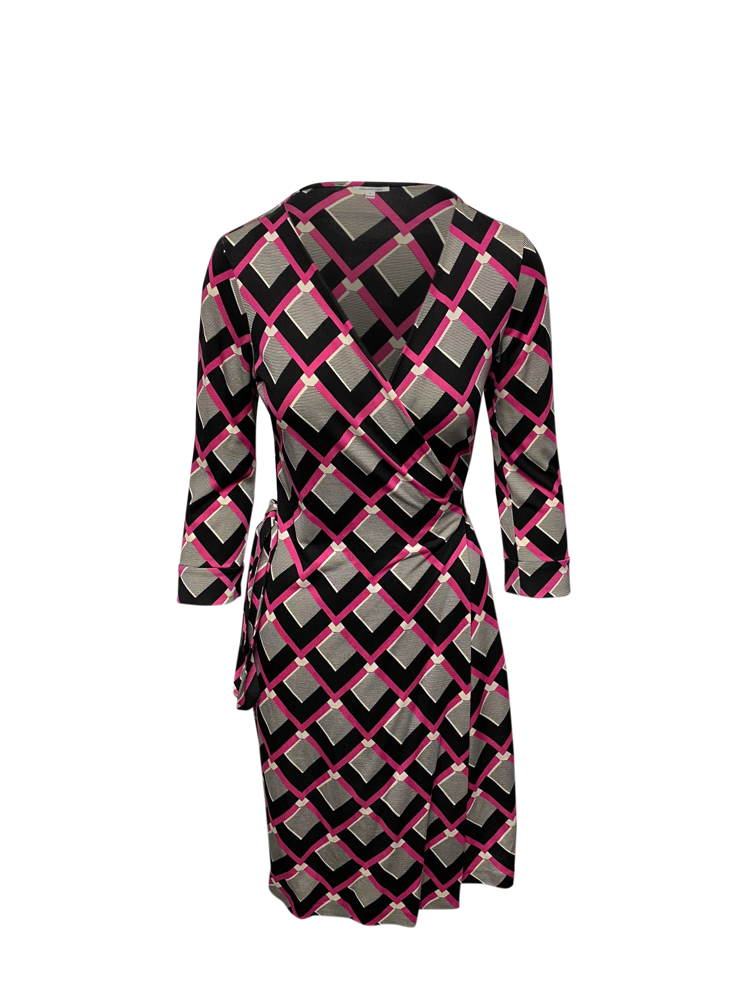 Geometric Silk Wrap Dress