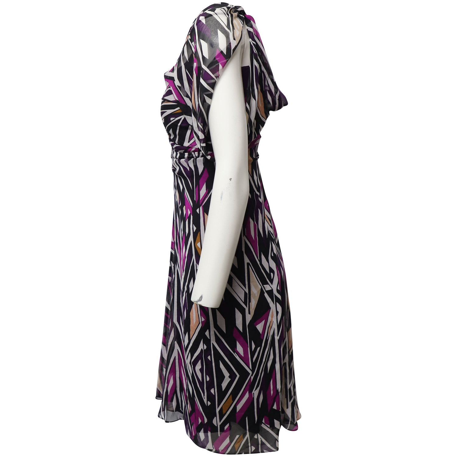 Multicolored Silk Graphic Print Dress