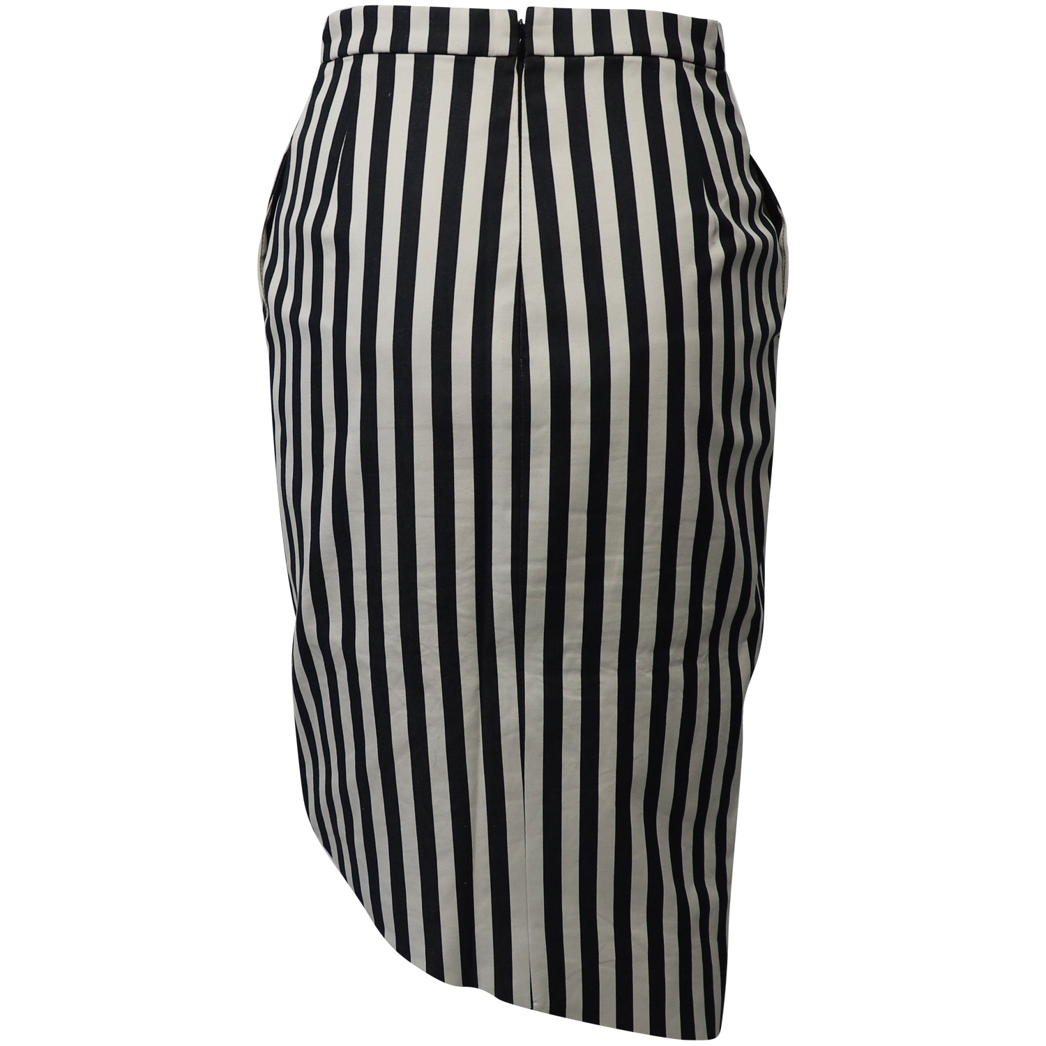 Asymmetric Striped Cotton Skirt