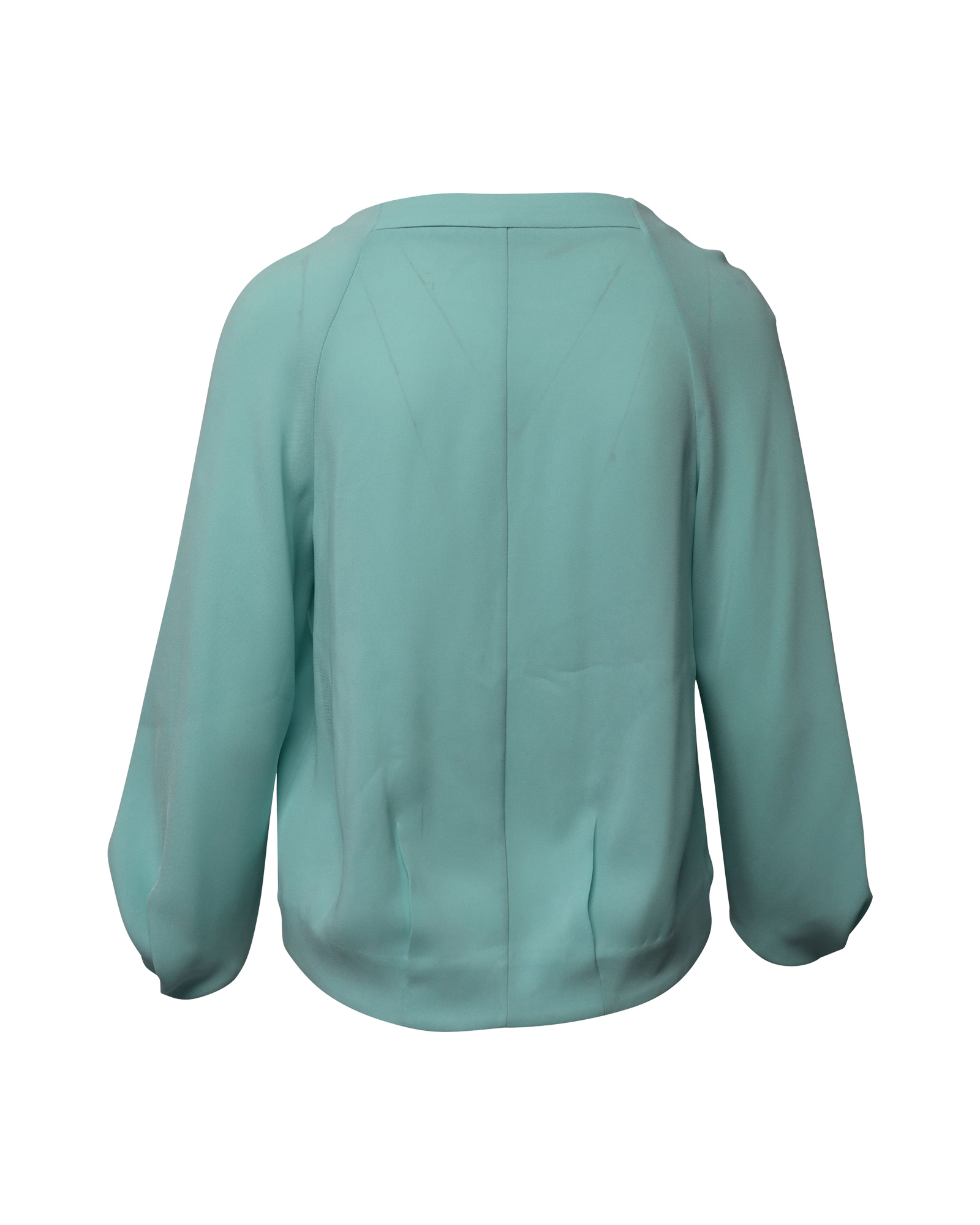 Embellished Long Sleeve Top in Blue Triacetate