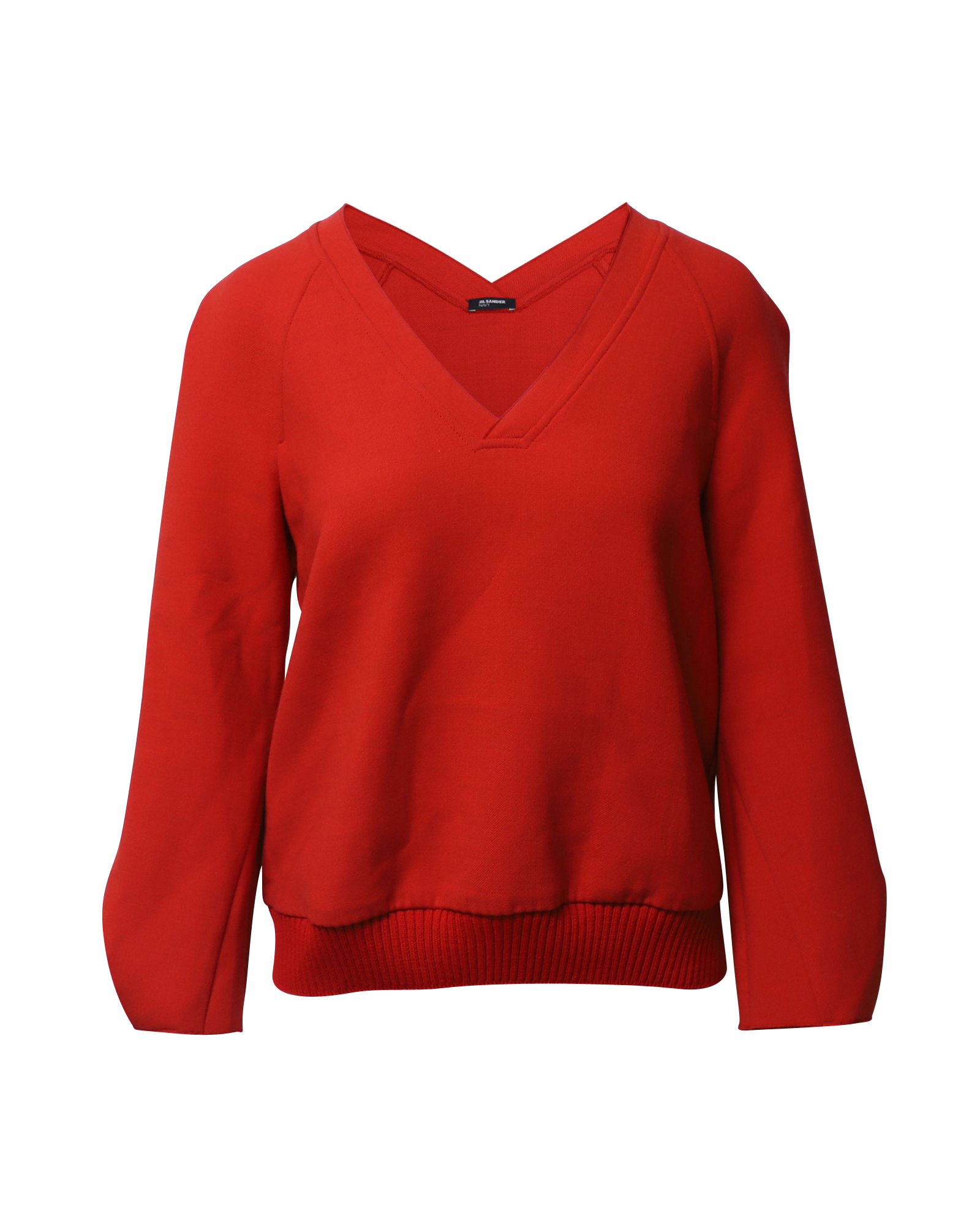 Red V-neck Polyester Sweater