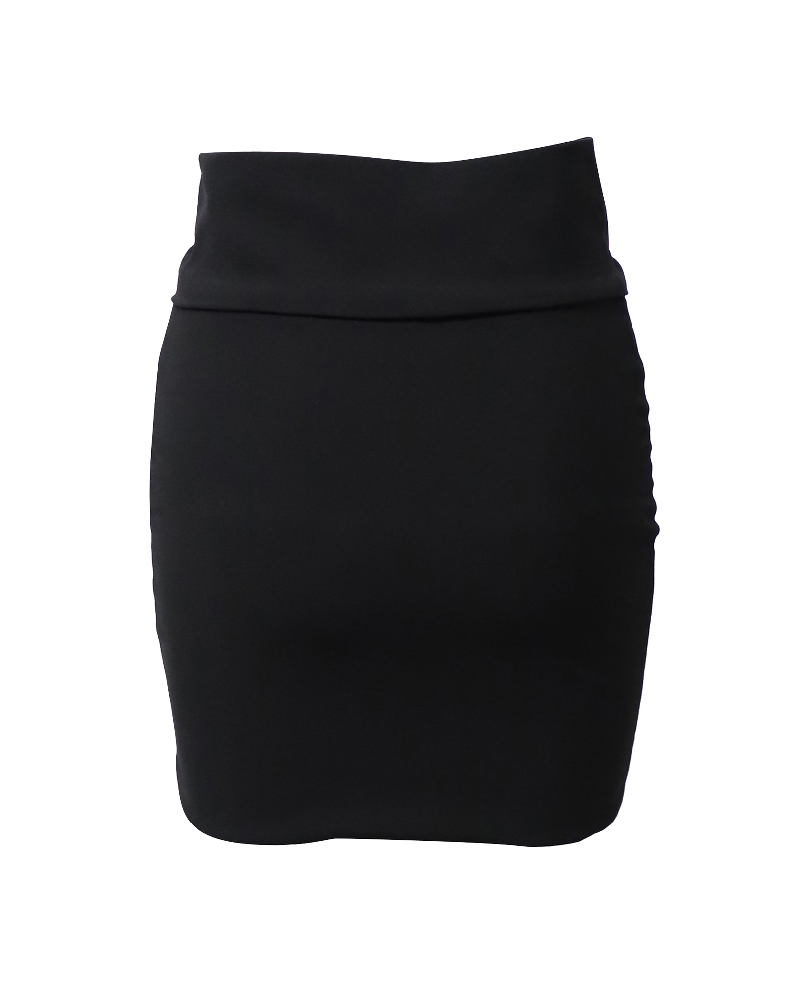 Gathered Pencil Skirt with Exposed Zipper in Black Acetate