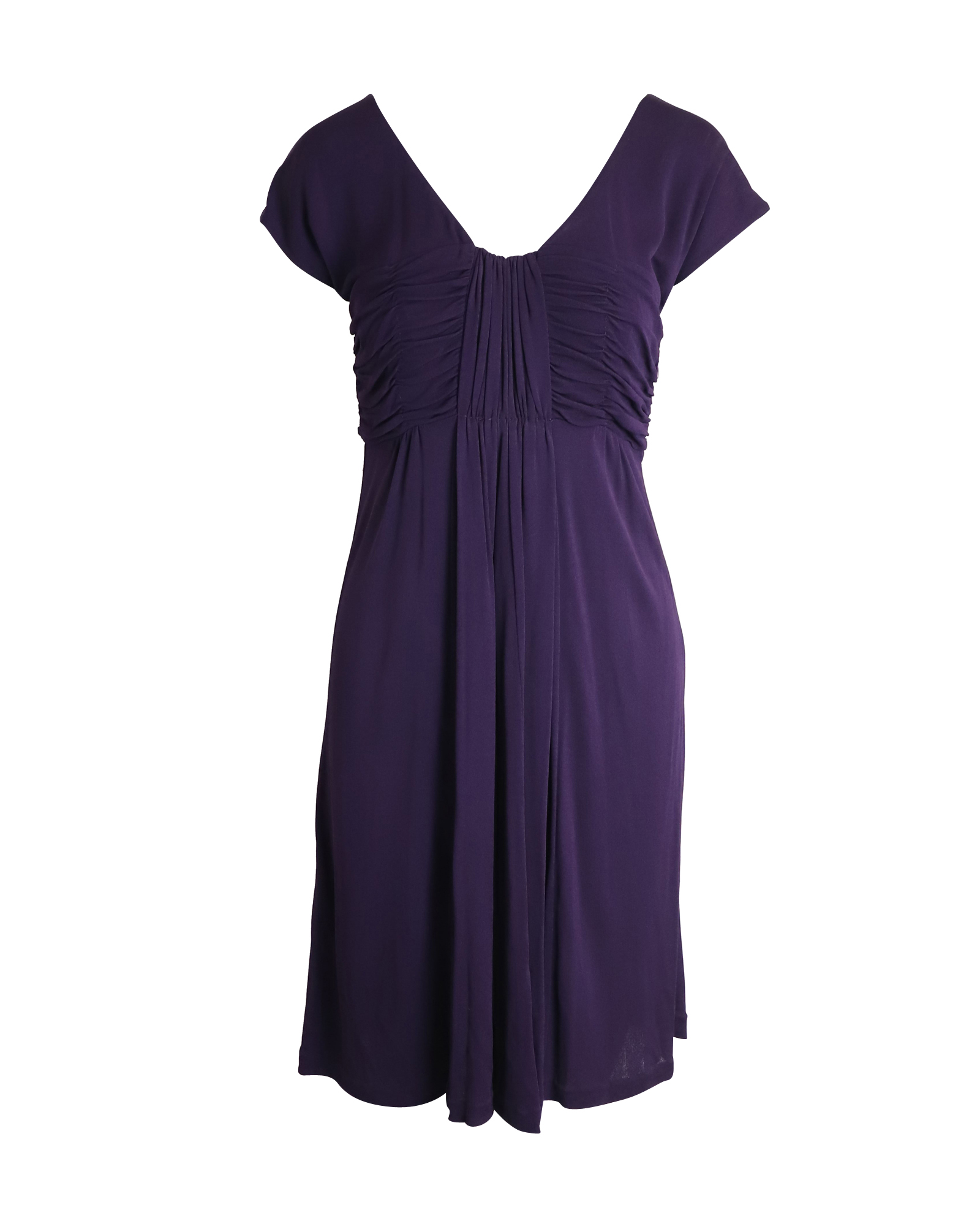 Elegant Knee Length Dress in Purple Rayon