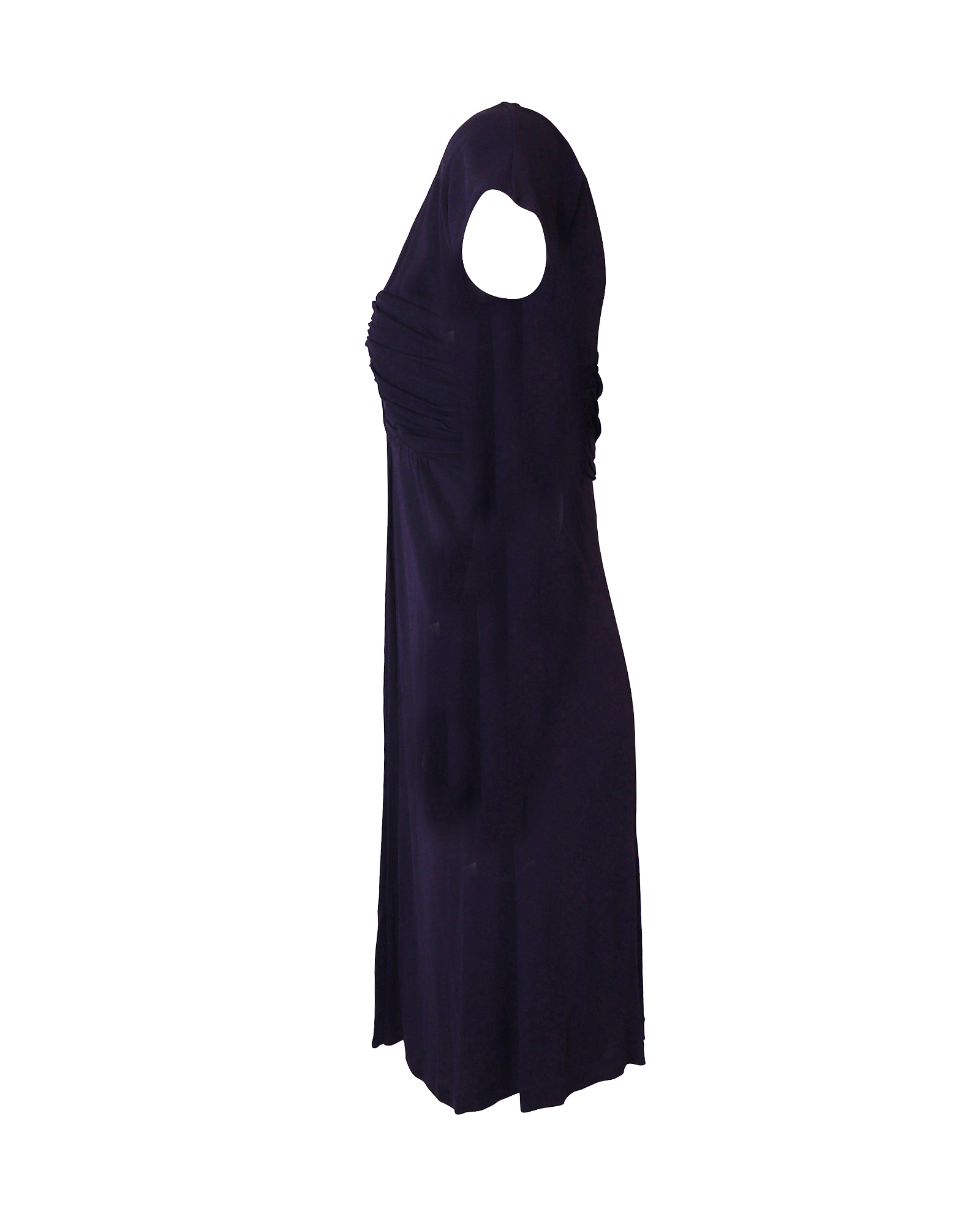 Elegant Knee Length Dress in Purple Rayon