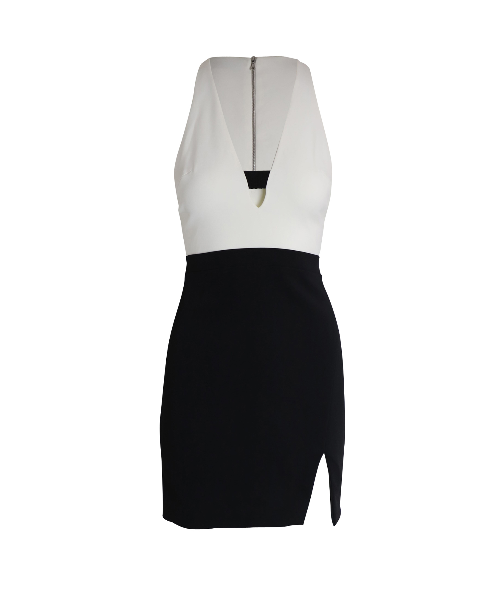 Sleeveless Mini Dress in Black and White Acetate