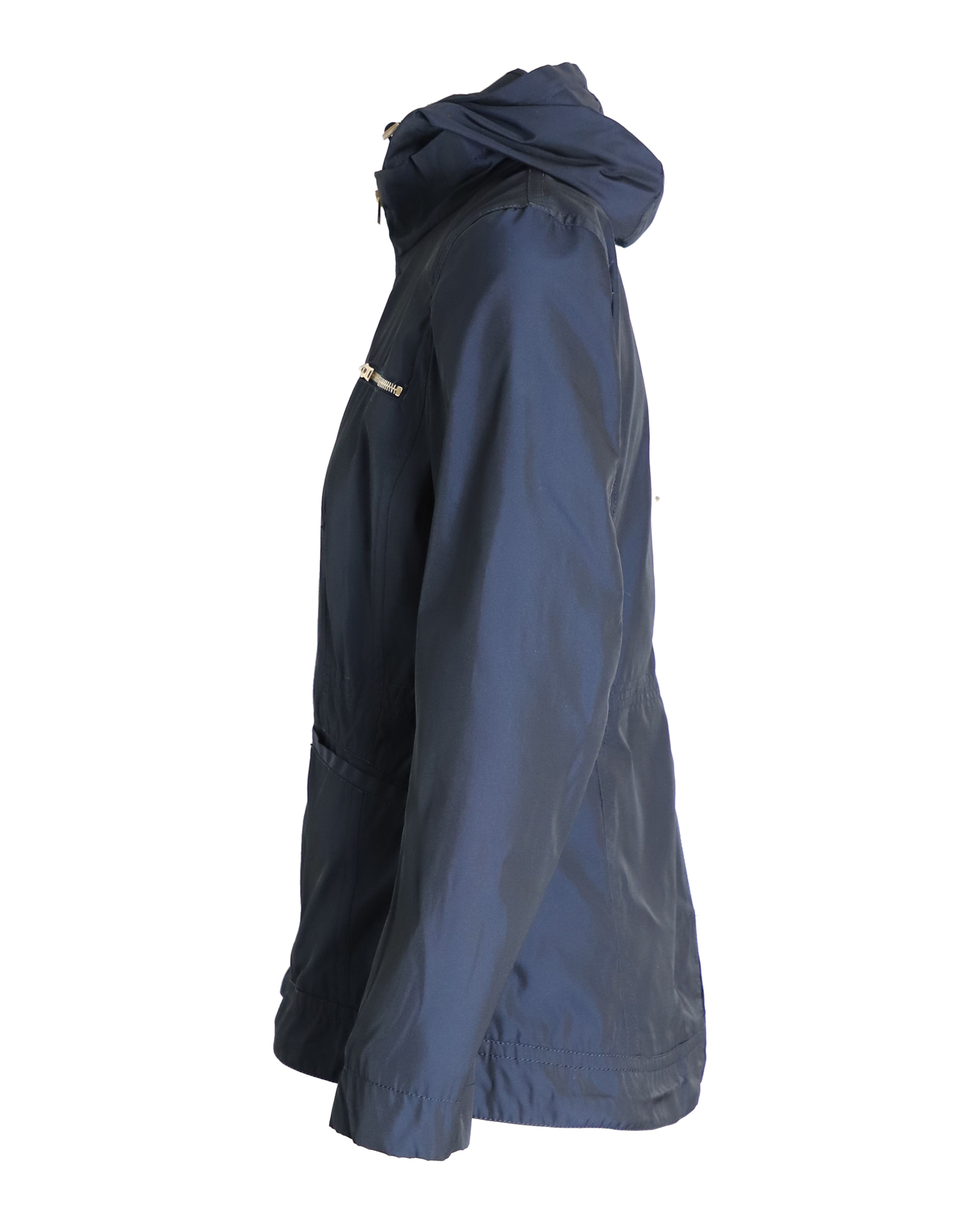 Navy Blue Water-Resistant Hooded Zip Jacket