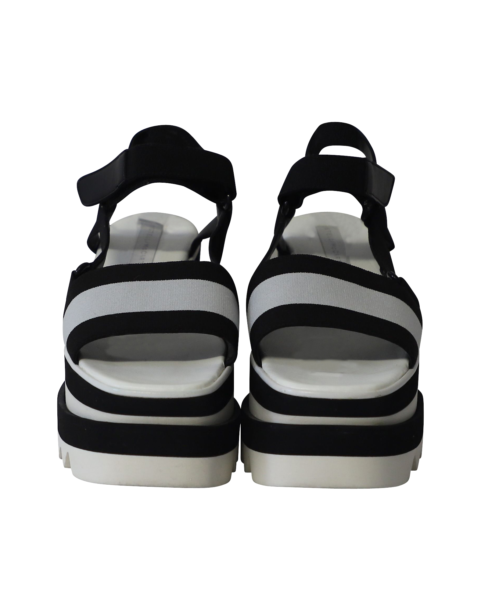 Chunky Platform Sandals in Monochromatic Black Canvas