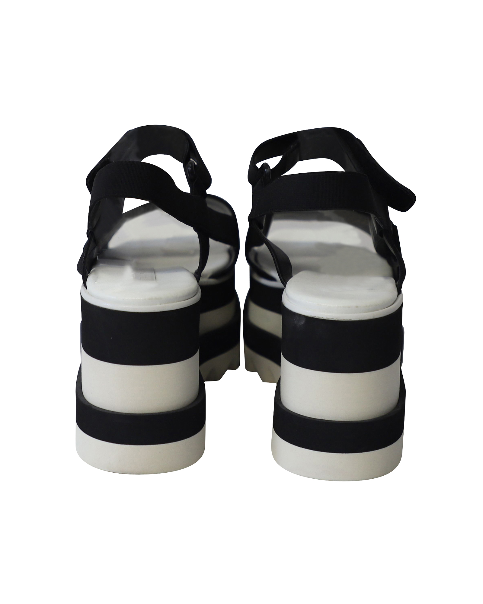 Chunky Platform Sandals in Monochromatic Black Canvas