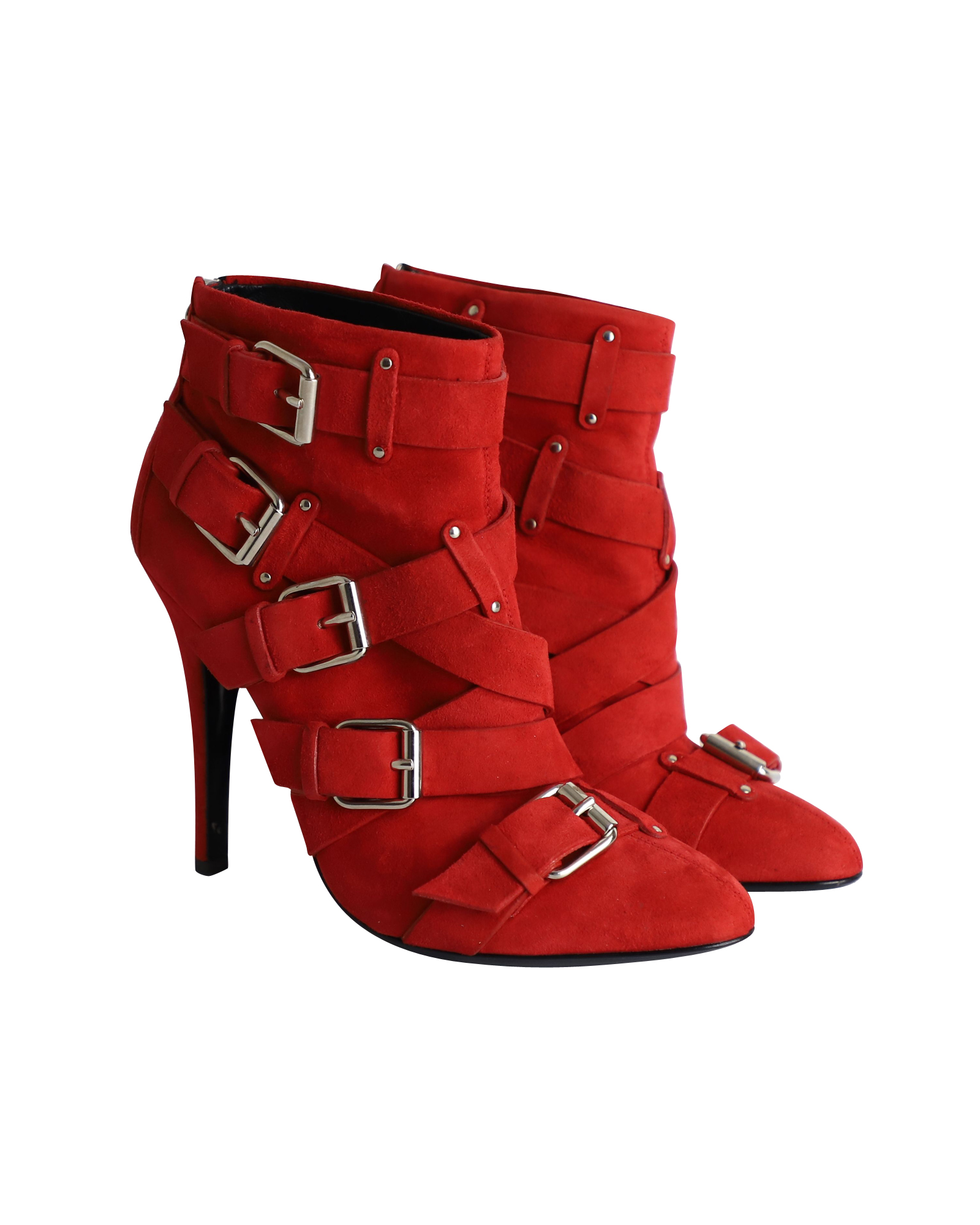 Collaboration Ankle Boots in Red Suede