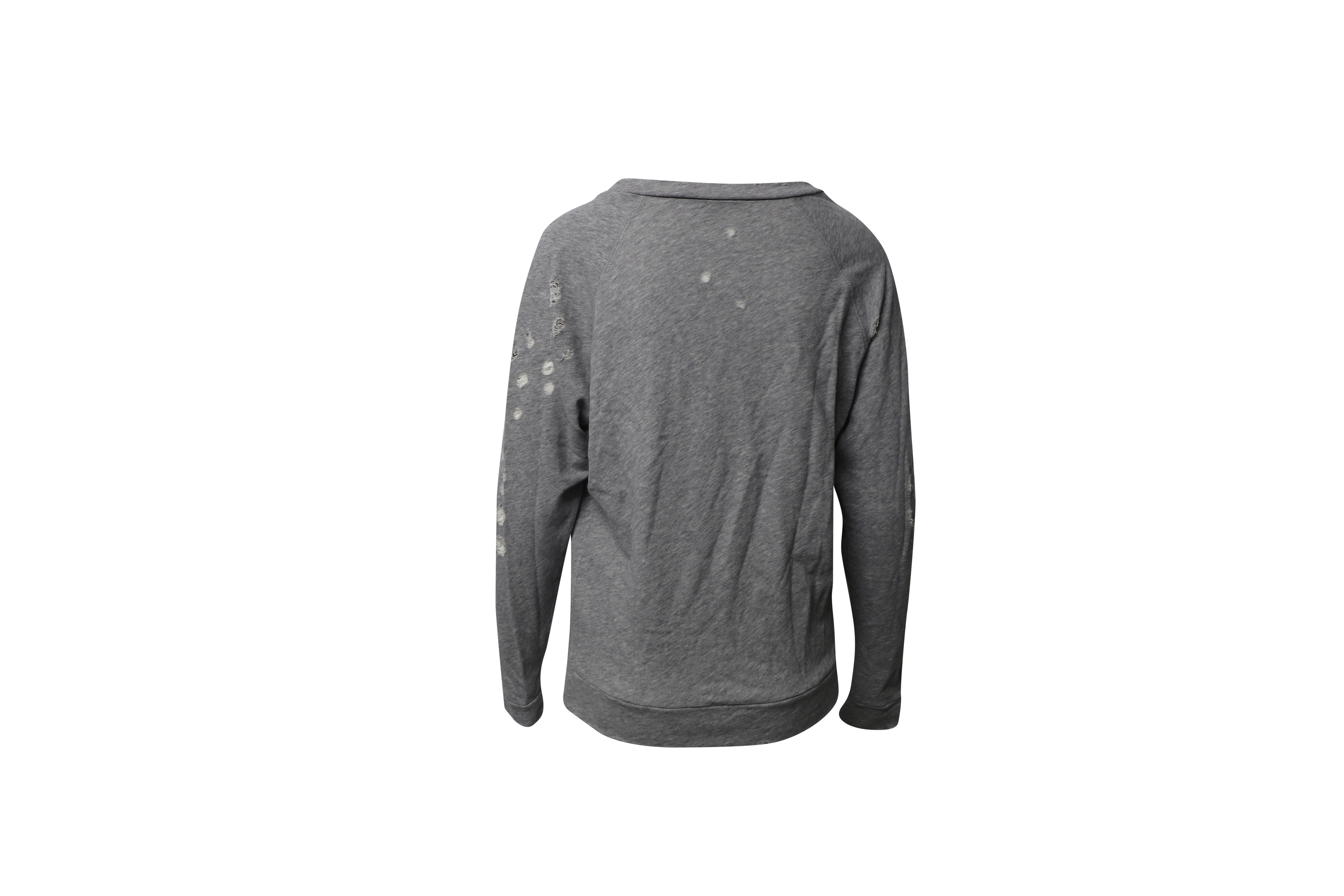 Distressed Grey Cotton Sweatshirt