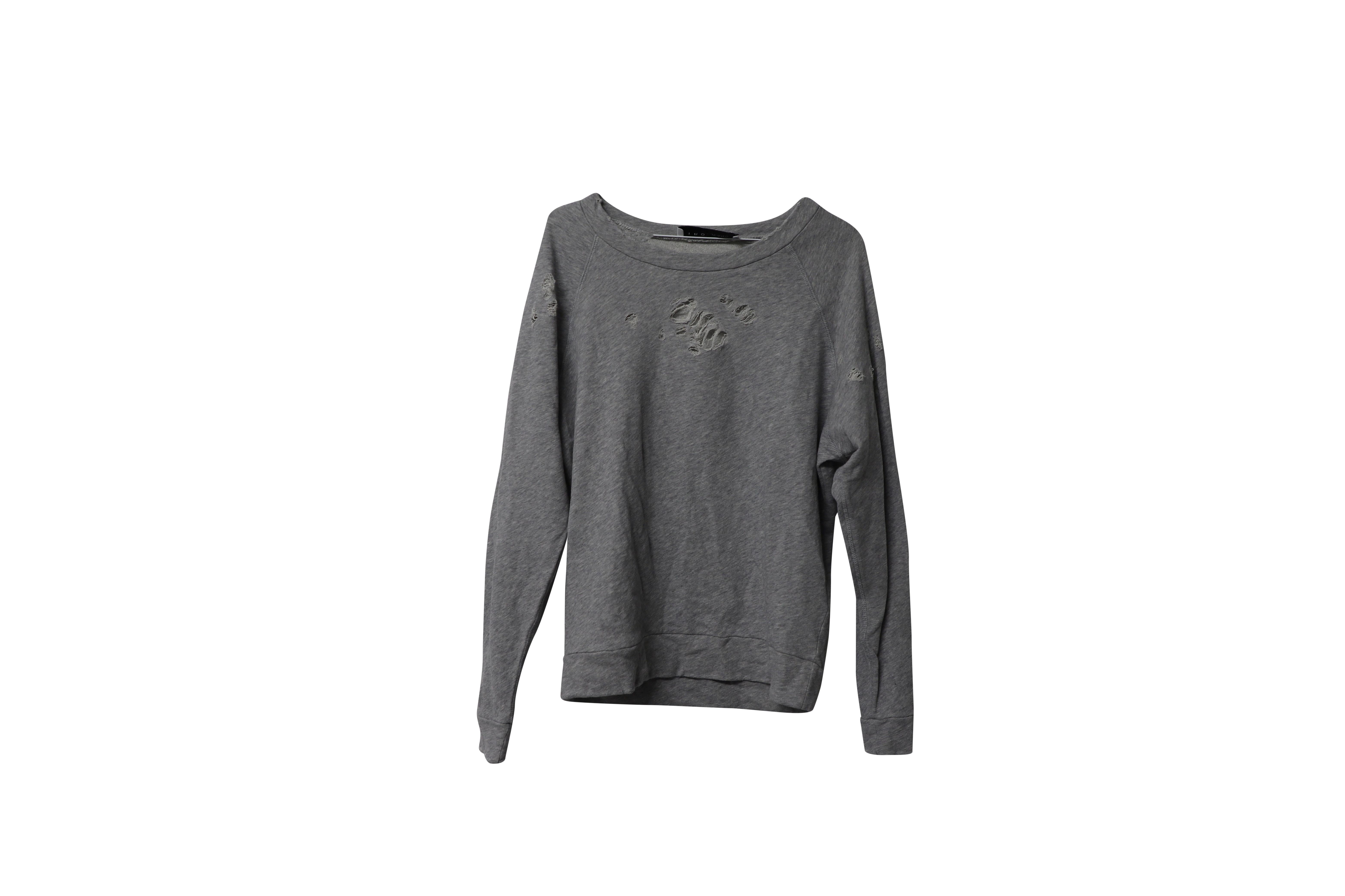 Distressed Grey Cotton Sweatshirt