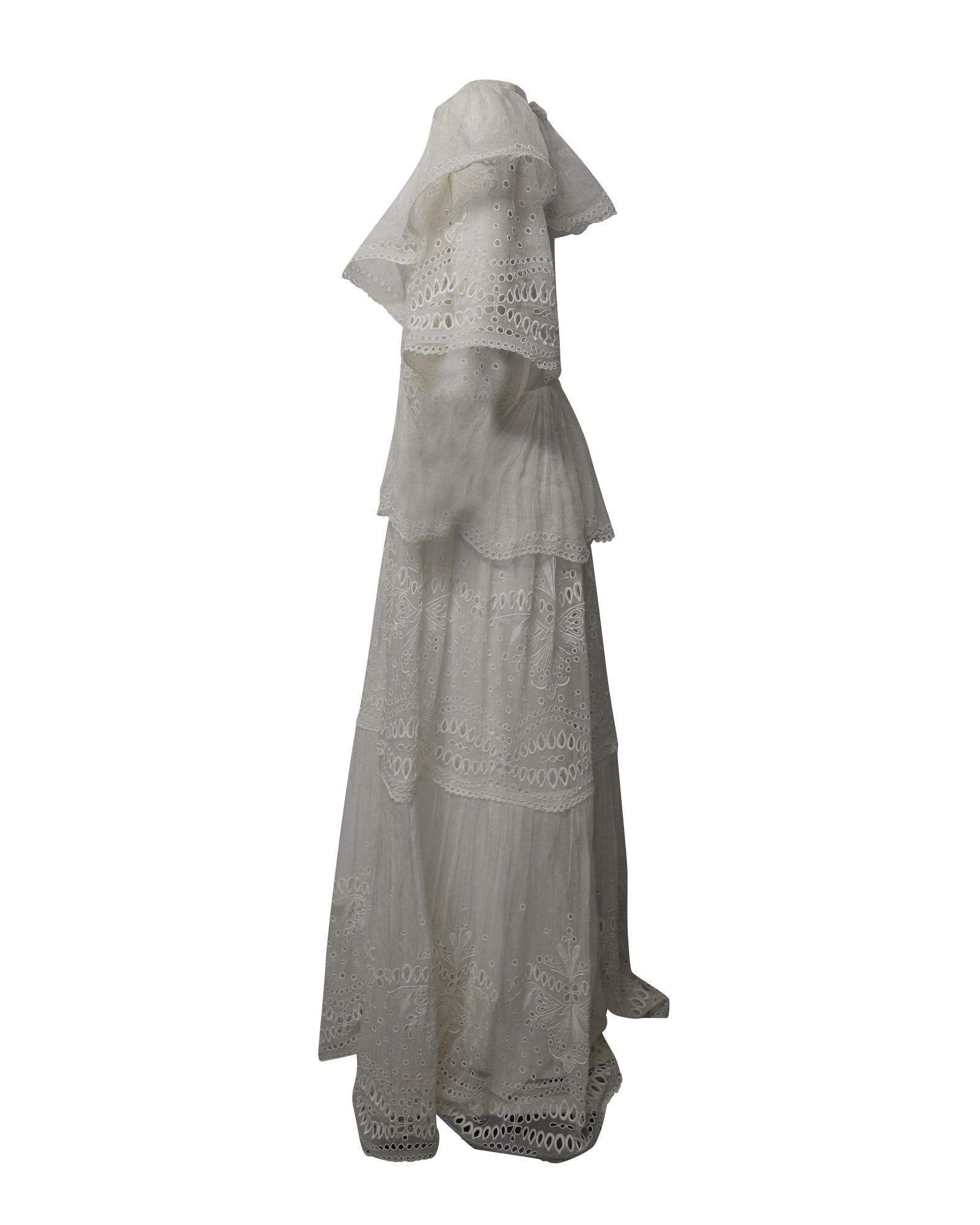 Tiered Maxi Dress in White Silk