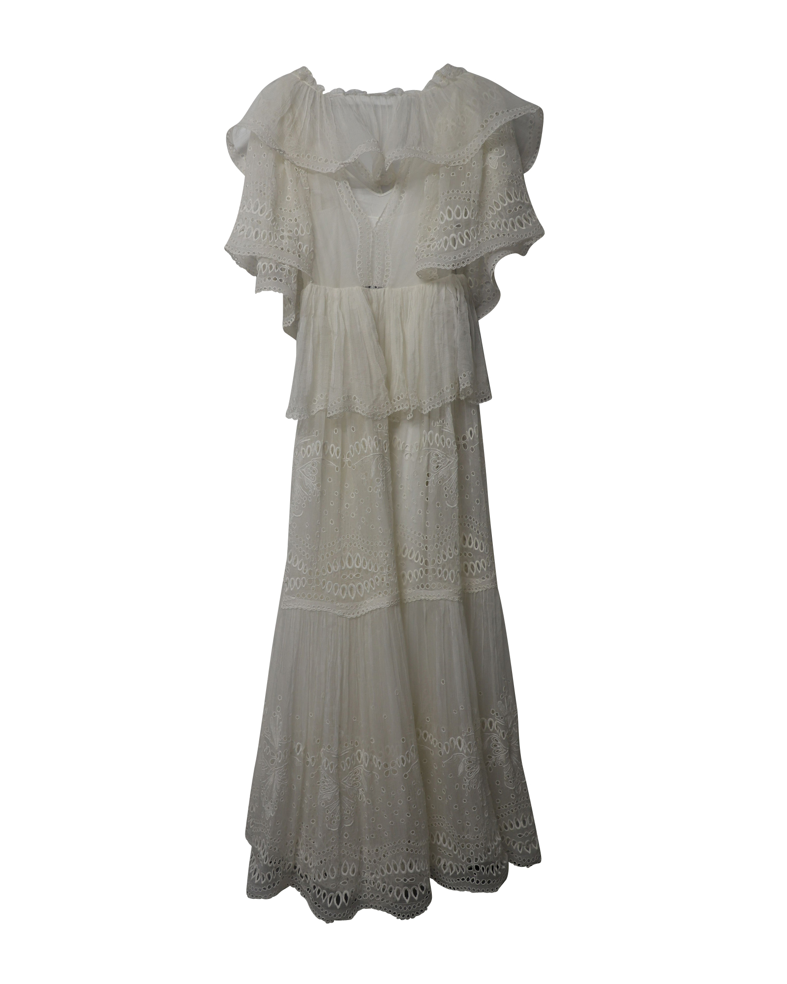 Tiered Maxi Dress in White Silk