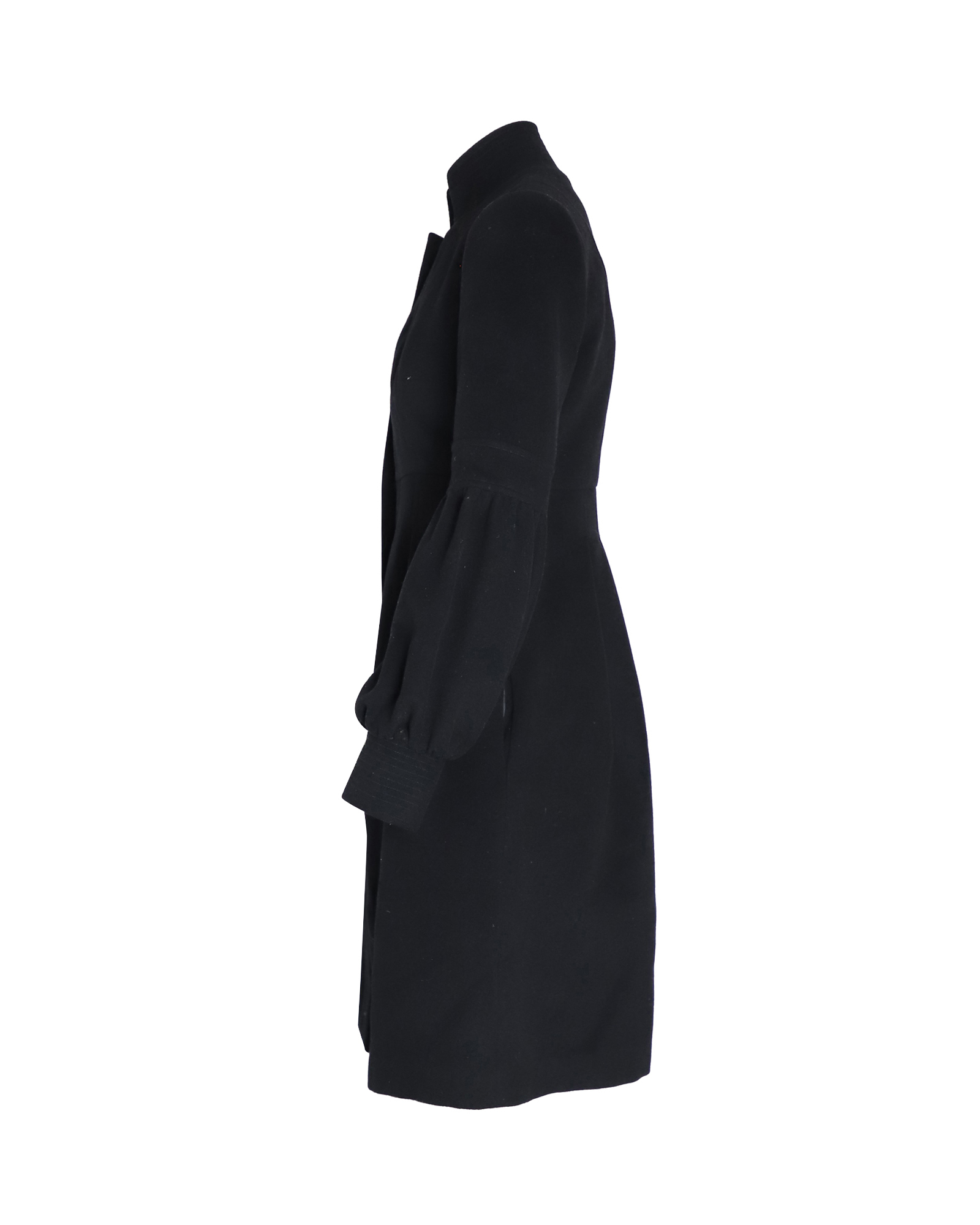 Classic Black Wool Dress Coat