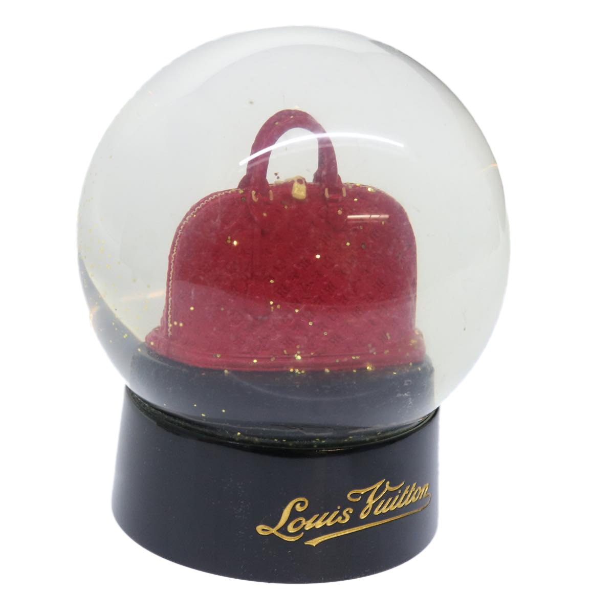 LOUIS VUITTON Unisex Clear and Red Glass Louis Vuitton Snow Globe in Clear